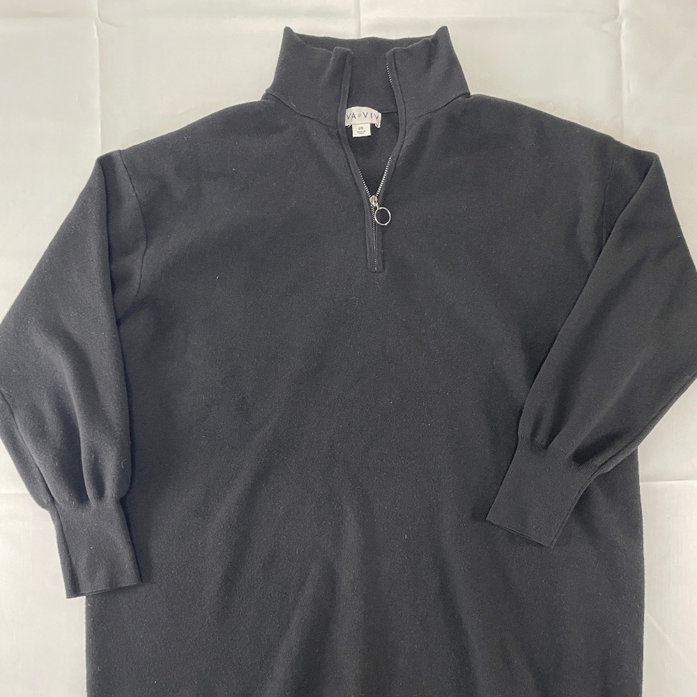 Ava & Viv Black Quarter Zip Sweater Dress - Size XXL